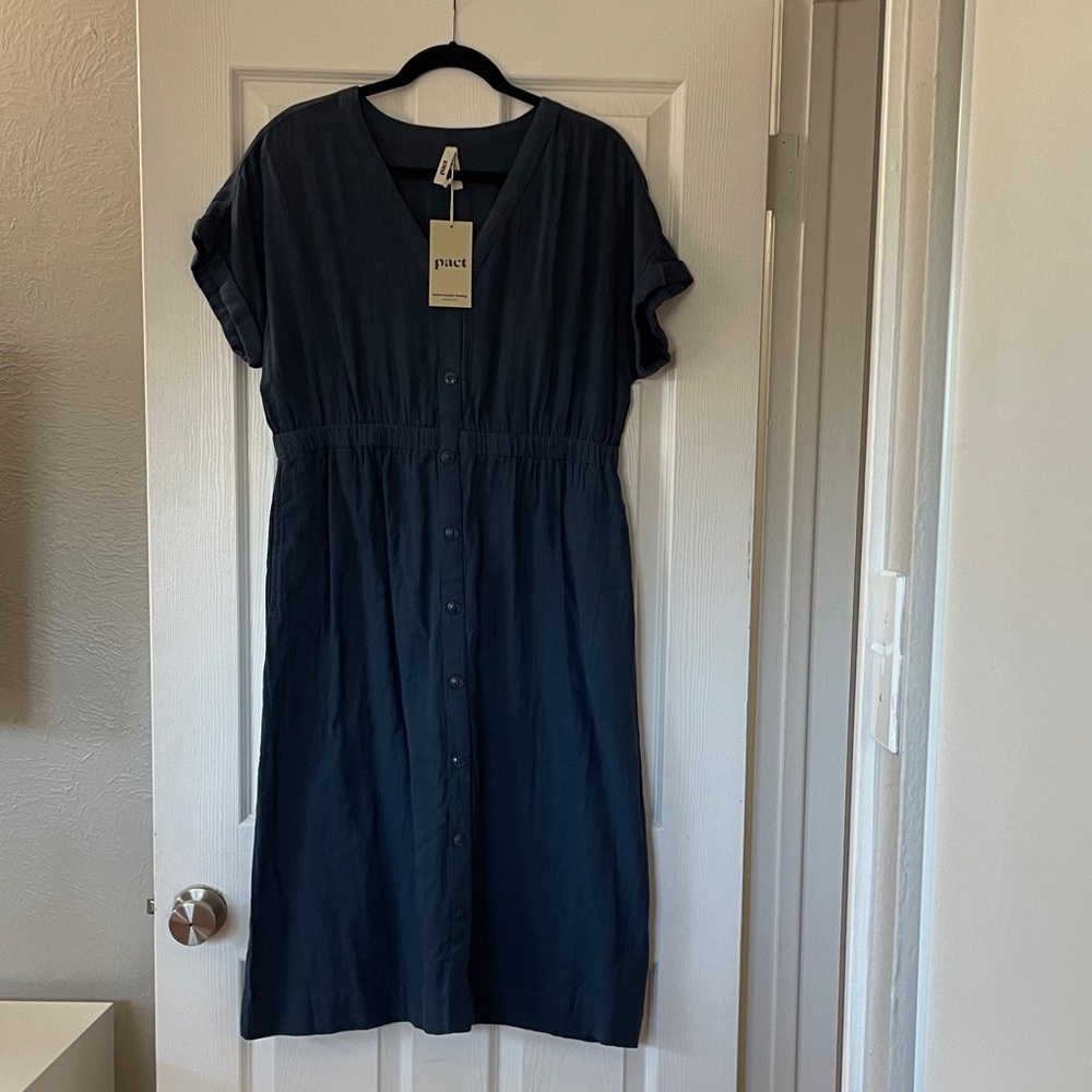 Pact Women's NWT Deep Blue Midi Dress